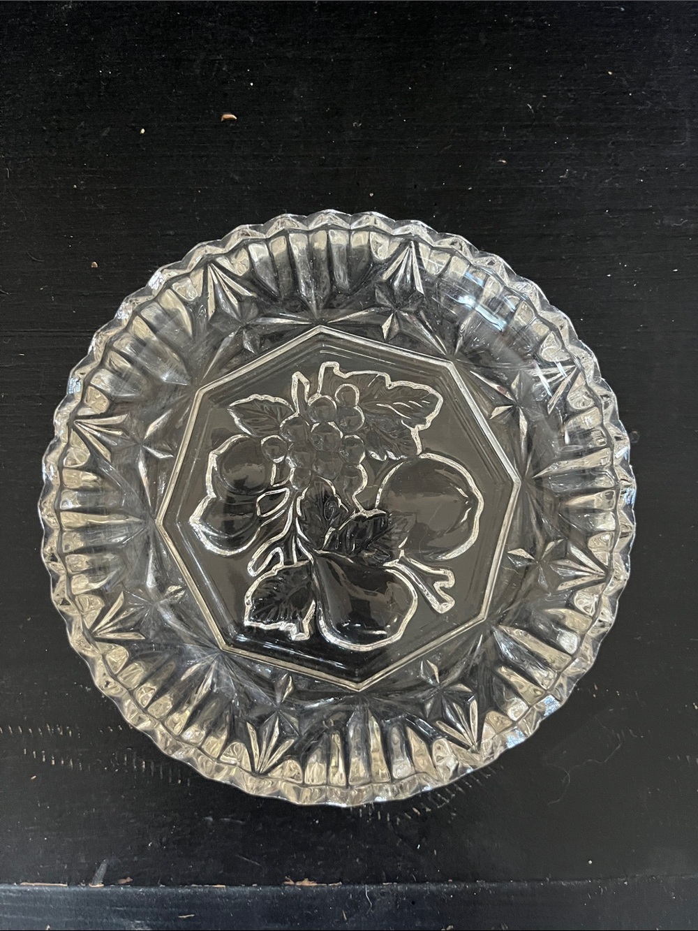 Pressed Clear Glass Fruit Motif Decorative Dish